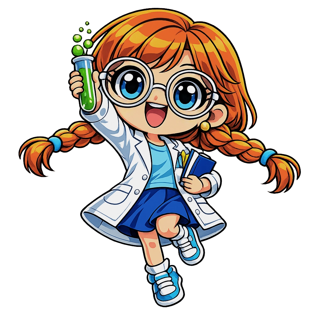 Marie Ciencia representando la Inteligencia Lógico-Matemática del Método Gatunix